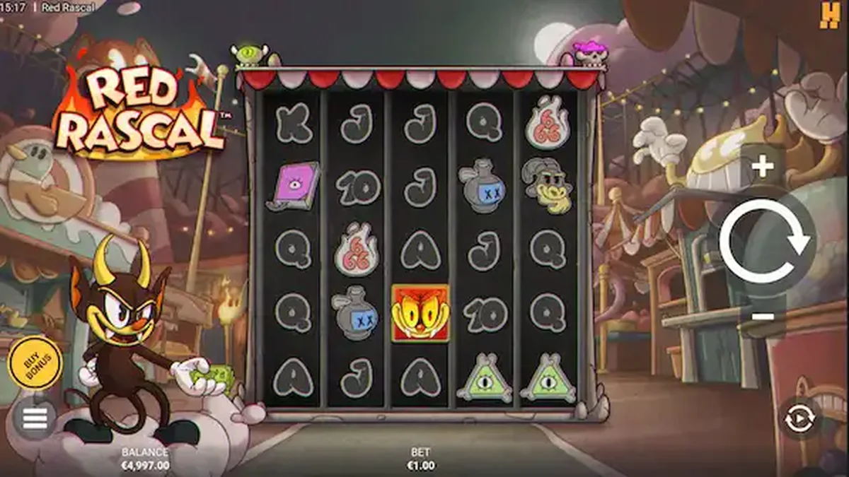 Red Rascal slot game carnival theme background