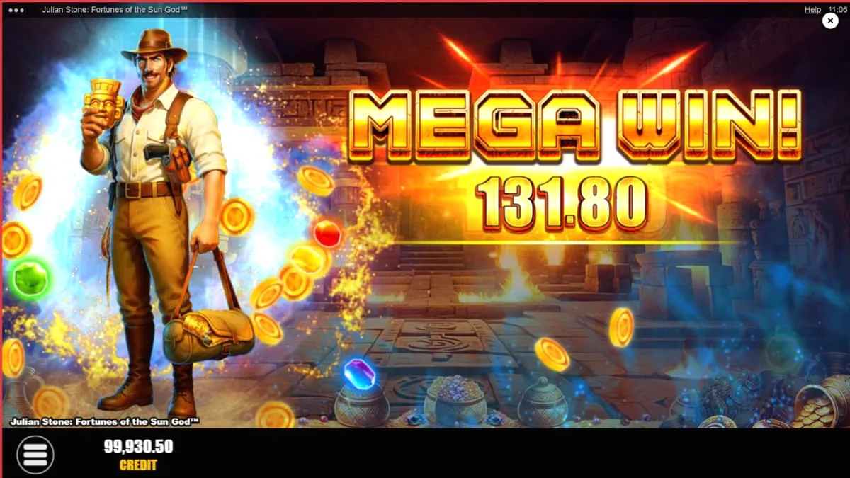 Julian Stone: Fortunes of the Sun God™ slot dengan latar belakang hutan Aztec